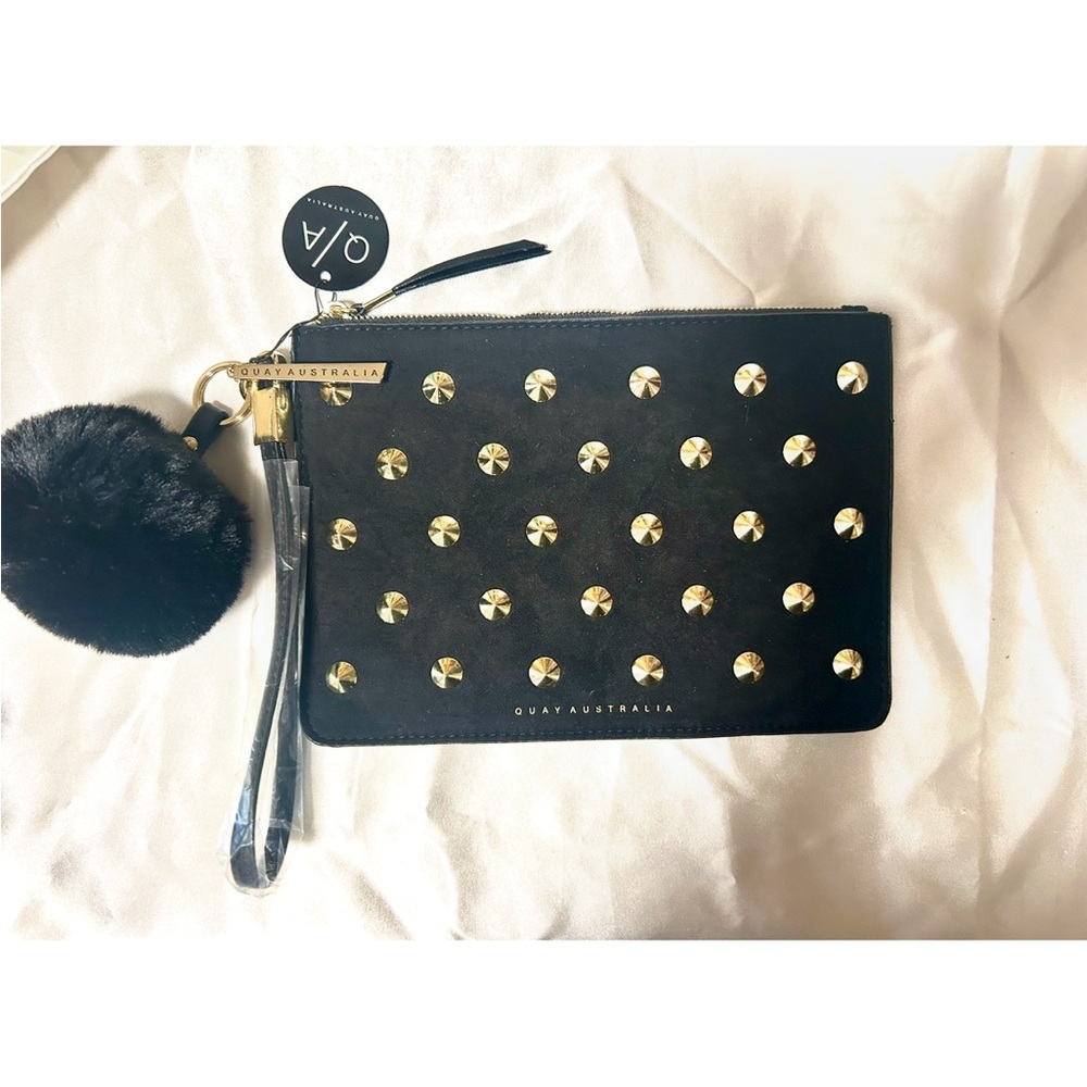 Quay Australia Black Clutch with Gold Accents